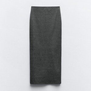 Zara Textured Midi Skirt Grey Size M